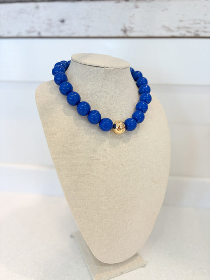 Bubble Beaded Necklace-ROYAL BLUE