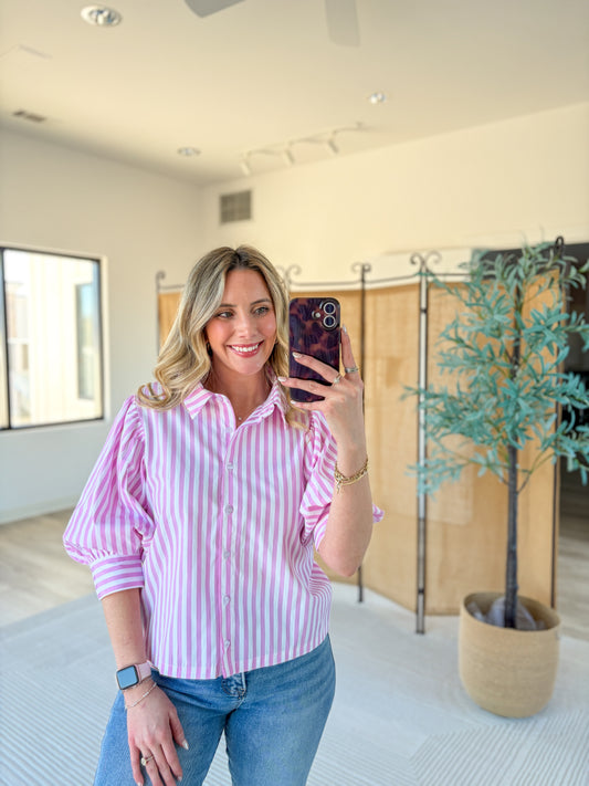 Striped Button Up Top