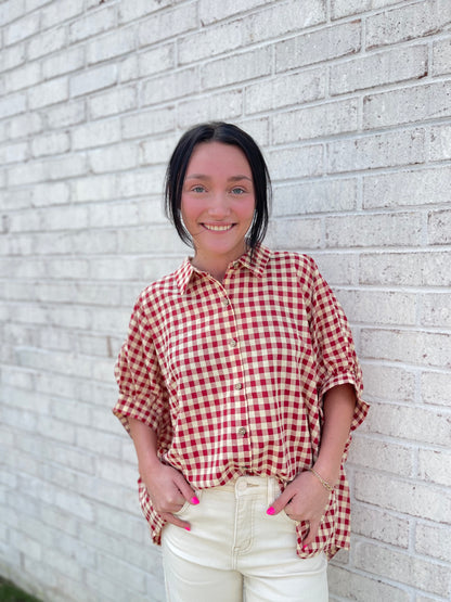 Plaid Button Up Top