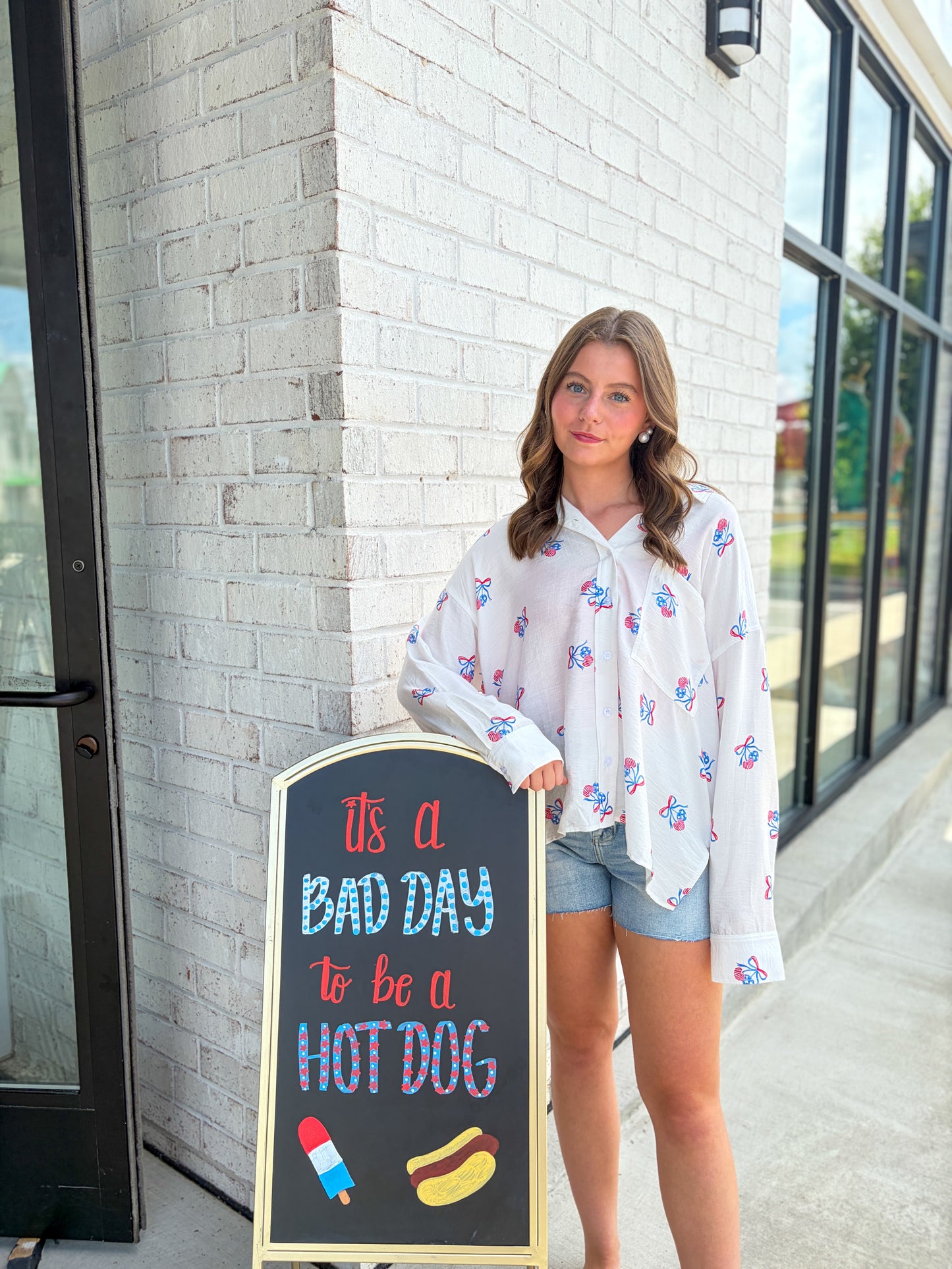 American Cherry Button Up Top