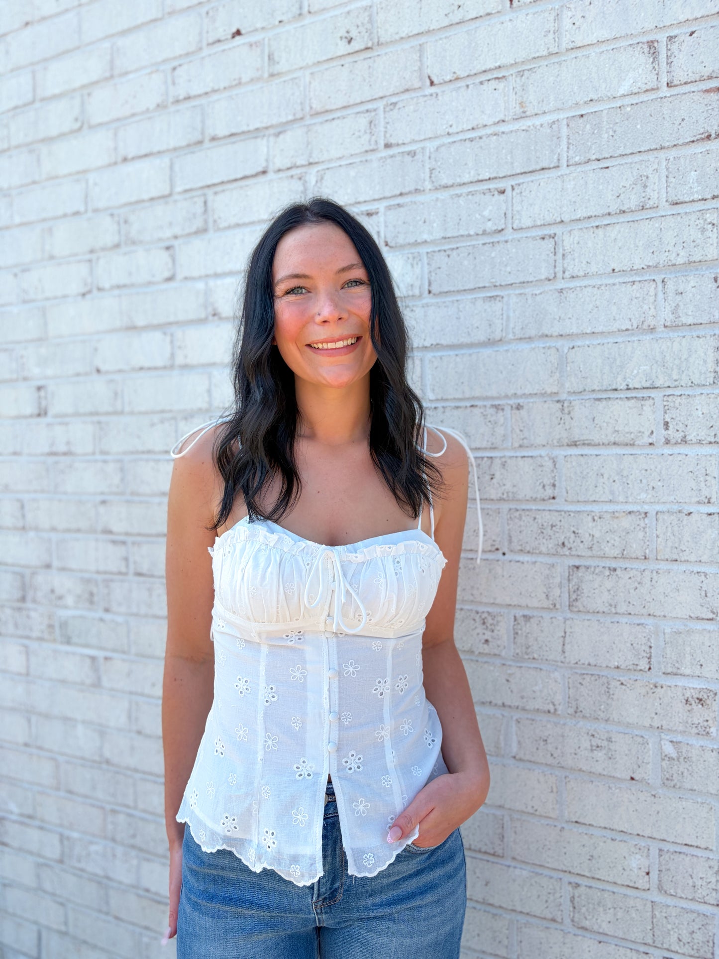 Amira Eyelet Top