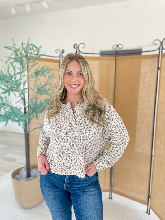 Dainty Flora Button Up Top