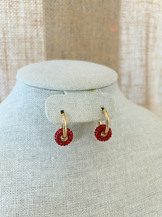 Red Double Hoop Earrings