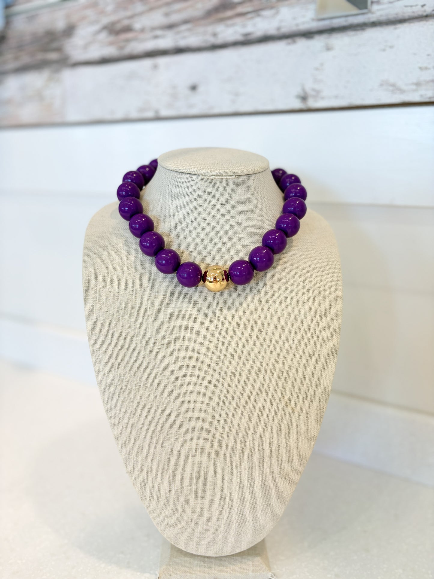 Bubble Beaded Necklace-PURPLE