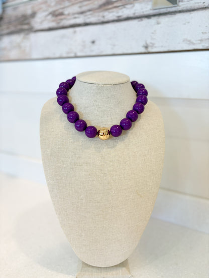 Bubble Beaded Necklace-PURPLE