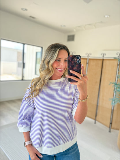 Striped Quarter Sleeve Top