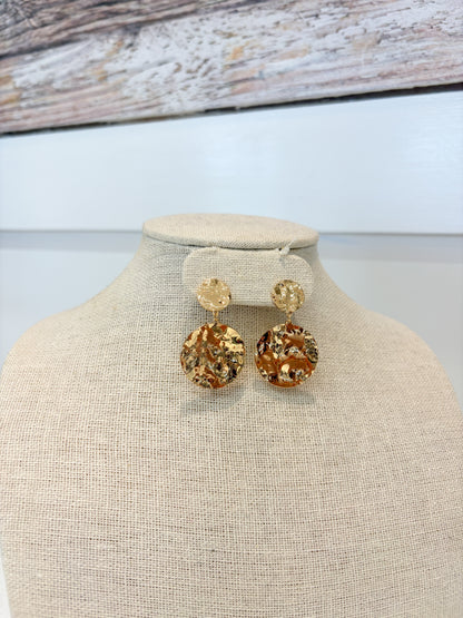 Gold Hammered Dangle Earrings