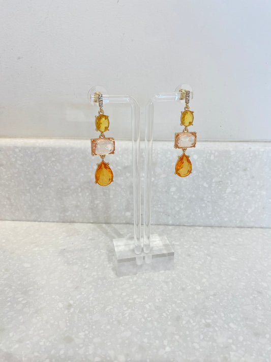 Orange Jewel Dangle Earrings
