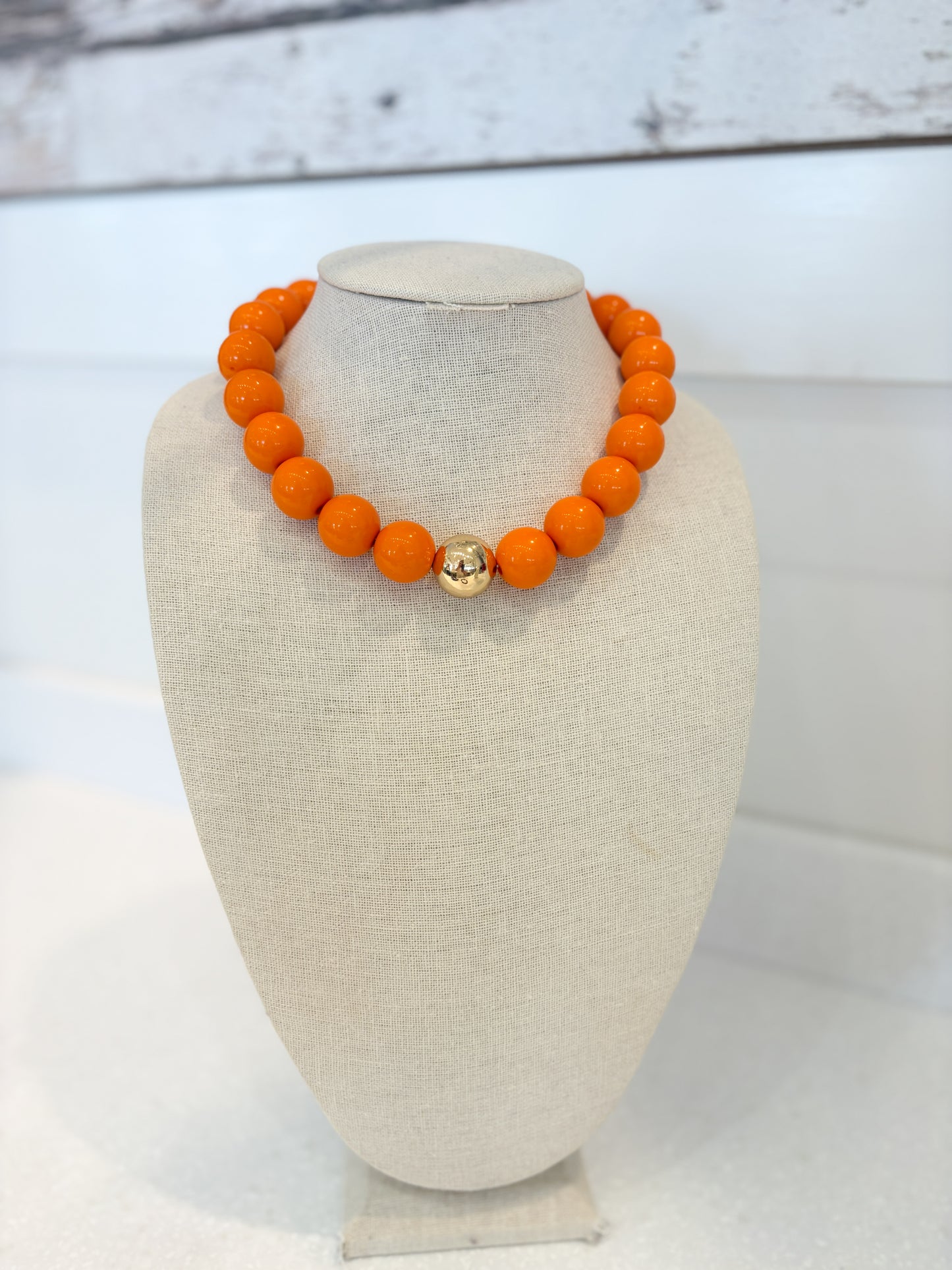 Bubble Beaded Necklace-ORANGE