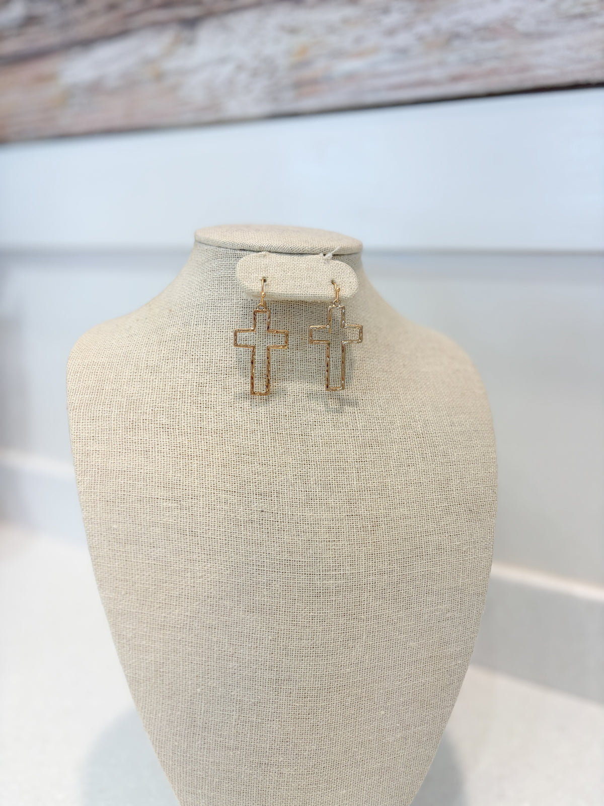 Matte Gold Cross Outline Earrings