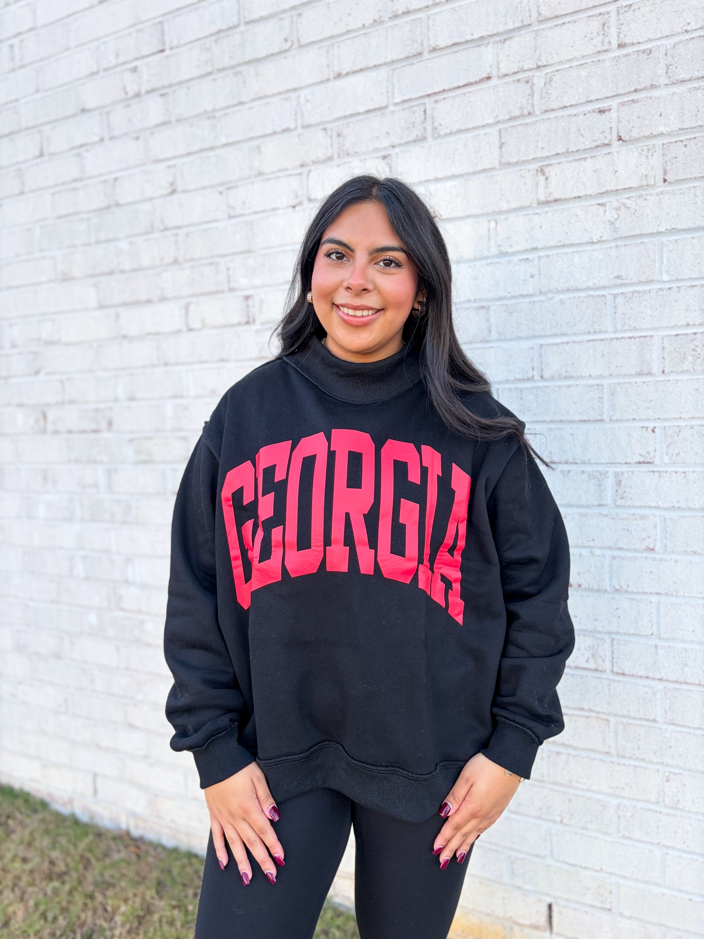 Georgia/GA Reversible Mock Neck Sweatshirt