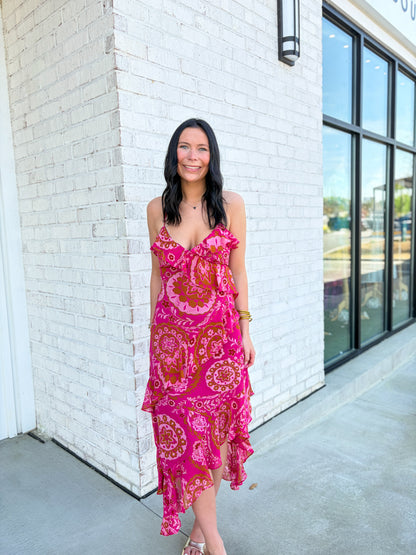 Stellan Ruffle Trim Midi Dress