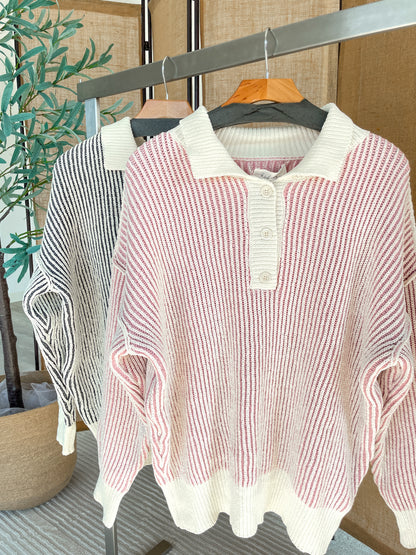 Striped Button Up Sweater