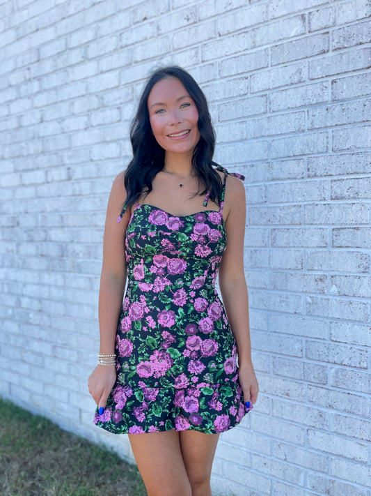 Floral Fitted Mini Dress