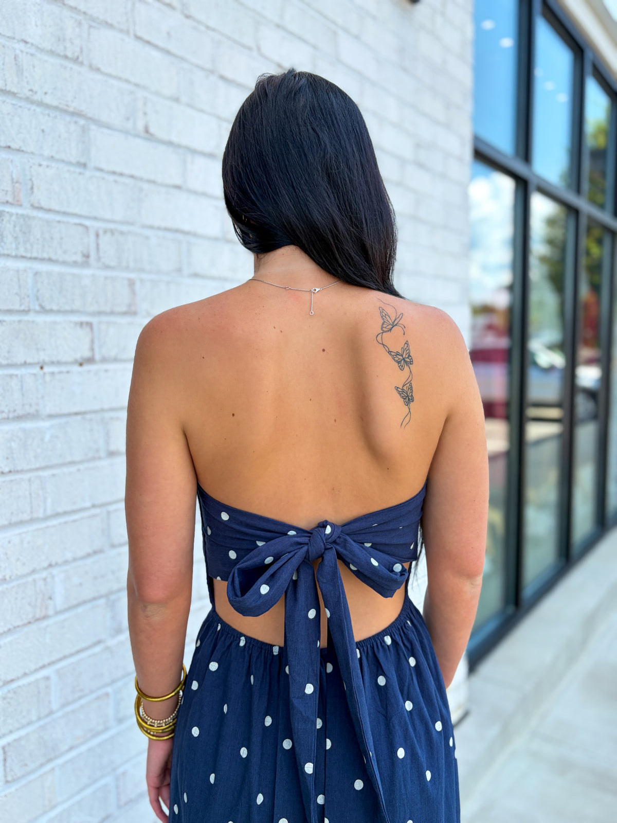 Polka Dot Open Back Maxi Dress