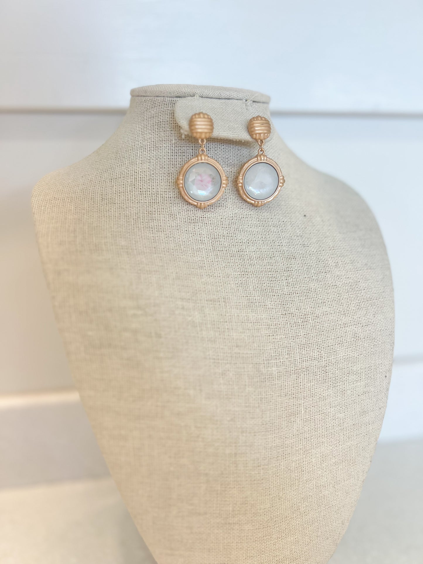 White Pendant Earrings