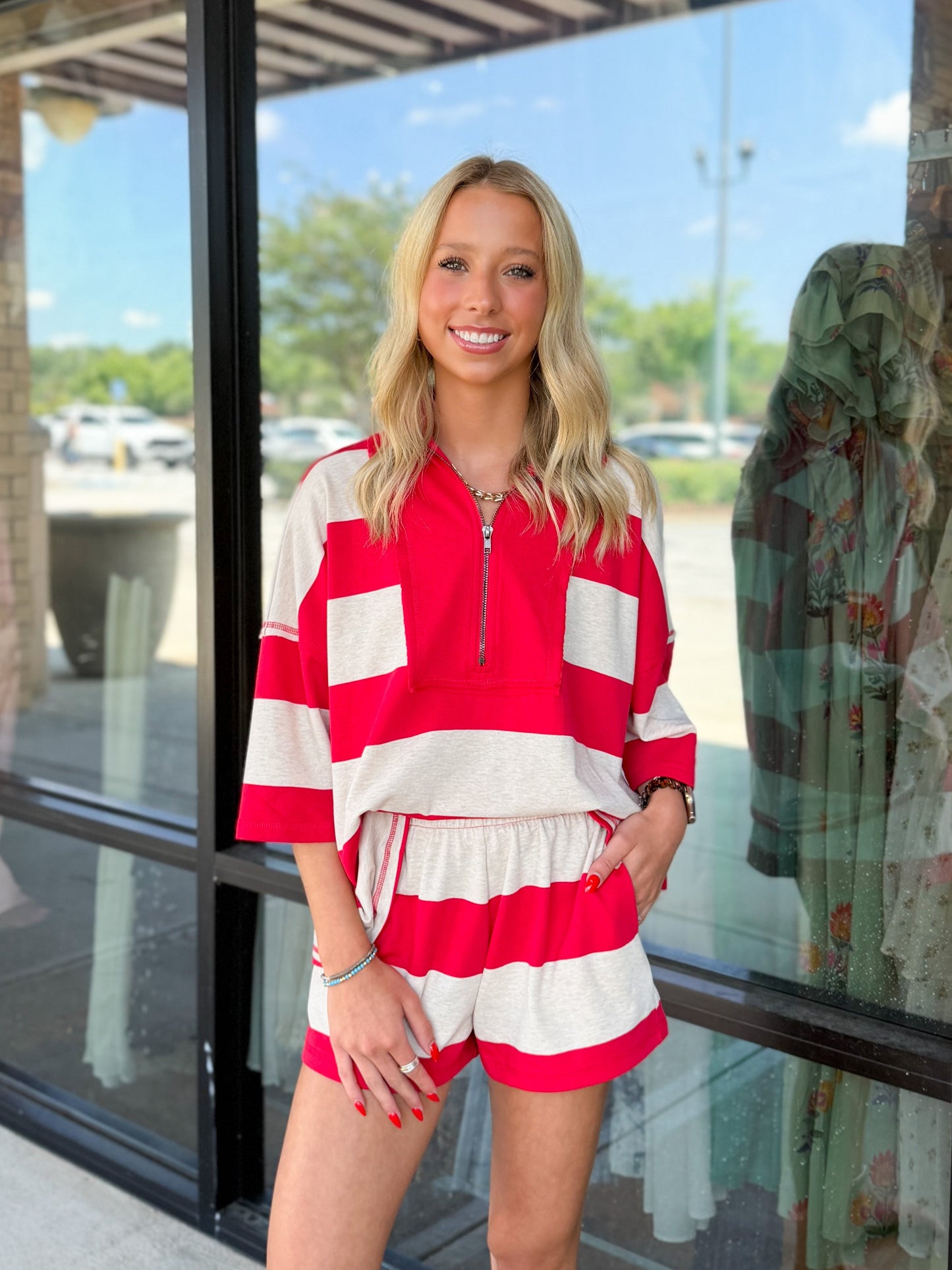 Striped Quarter Zip Set
