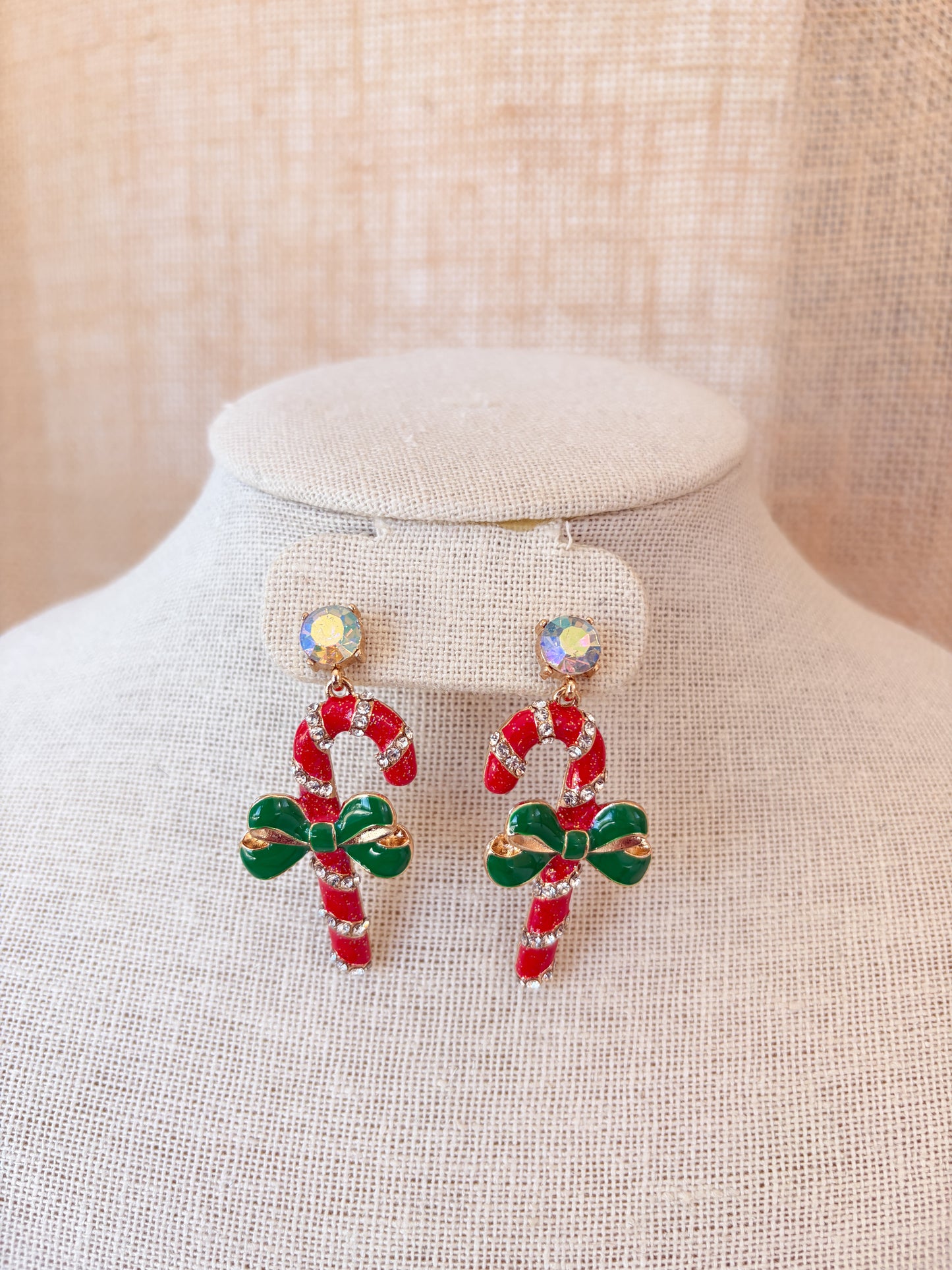 Candy Cane Bow Earrings
