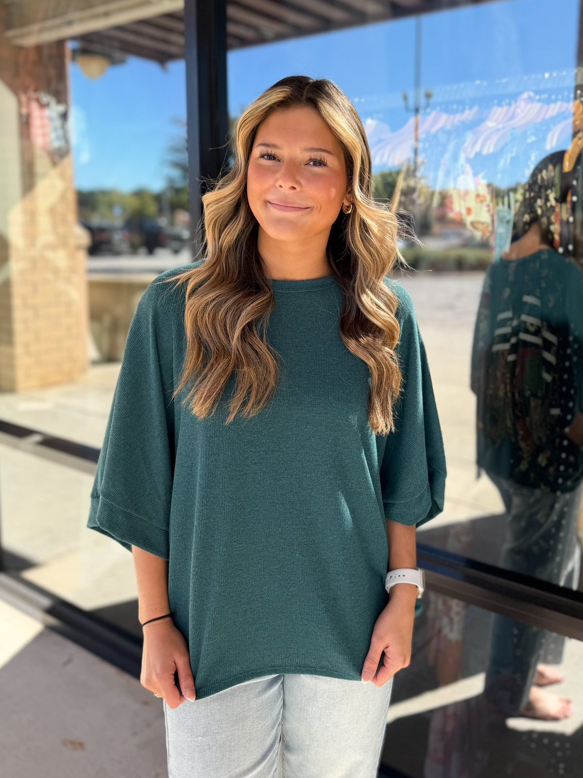 Ribbed Quarter Sleeve Top