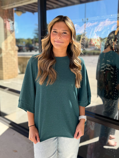 Ribbed Quarter Sleeve Top