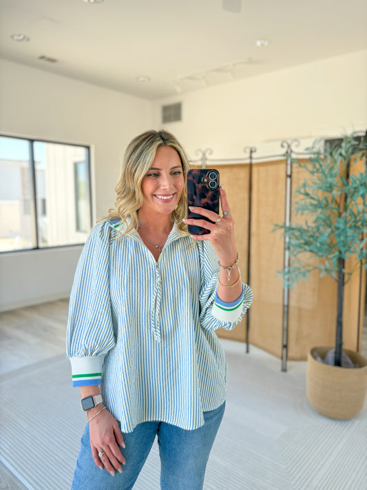 Seersucker Collared Blouse