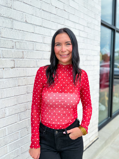 Polka Dot Mesh Top