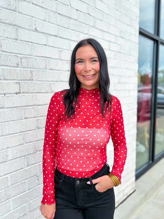 Polka Dot Mesh Top