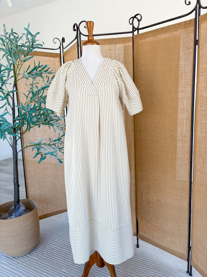 Striped V-Neck Midi Dress