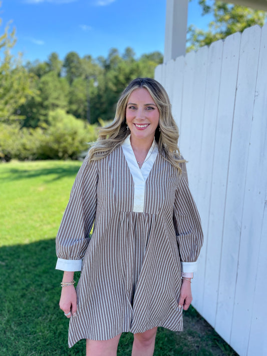 Lexy Stripped V-Neck Dress