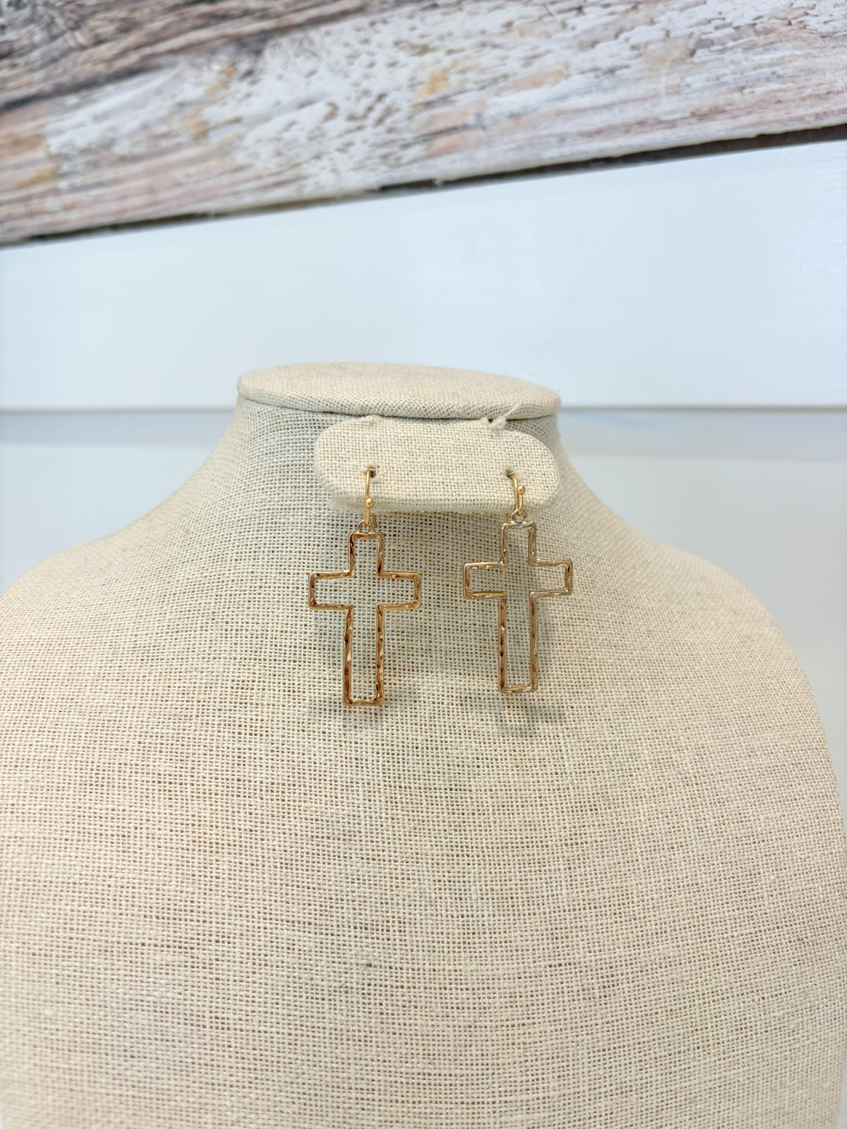Matte Gold Cross Outline Earrings