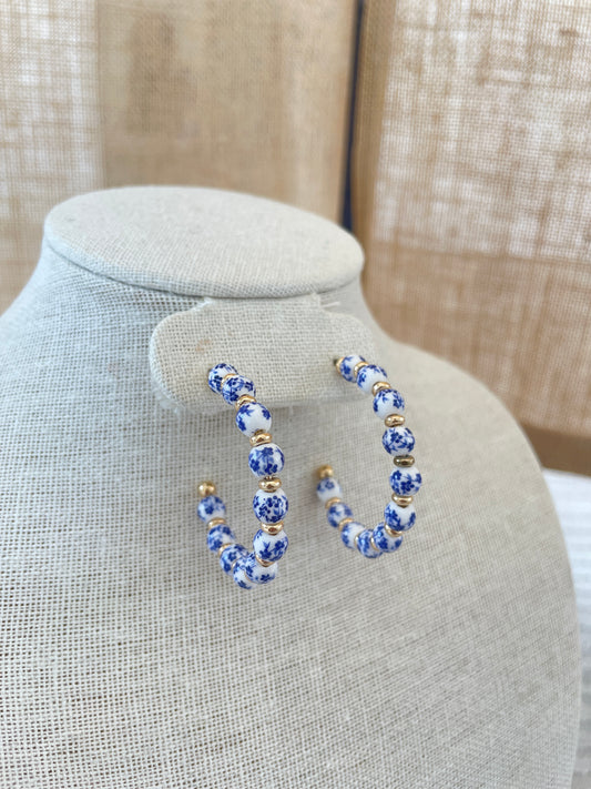Large Beaded Hoop Earrings