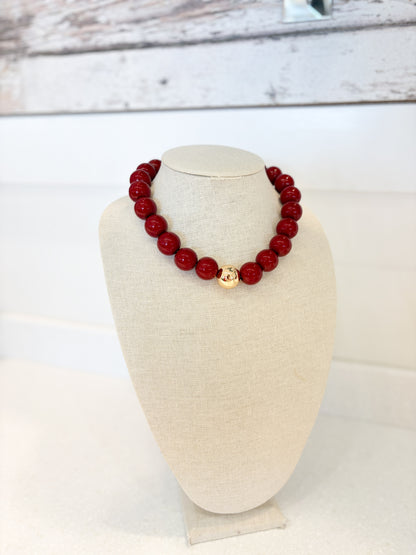 Bubble Beaded Necklace-BURGUNDY
