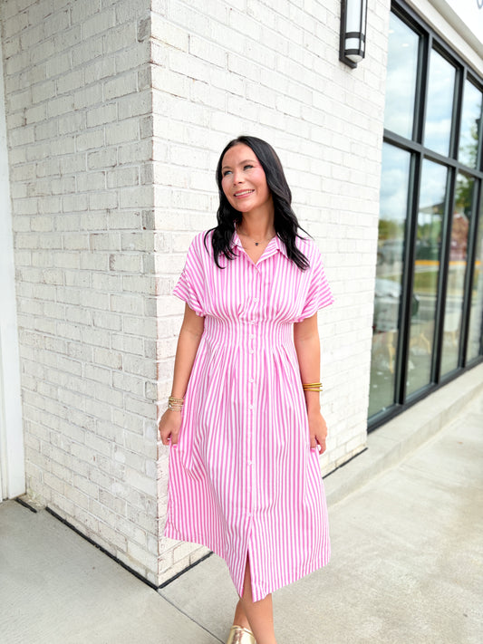 Striped Button Up Dress
