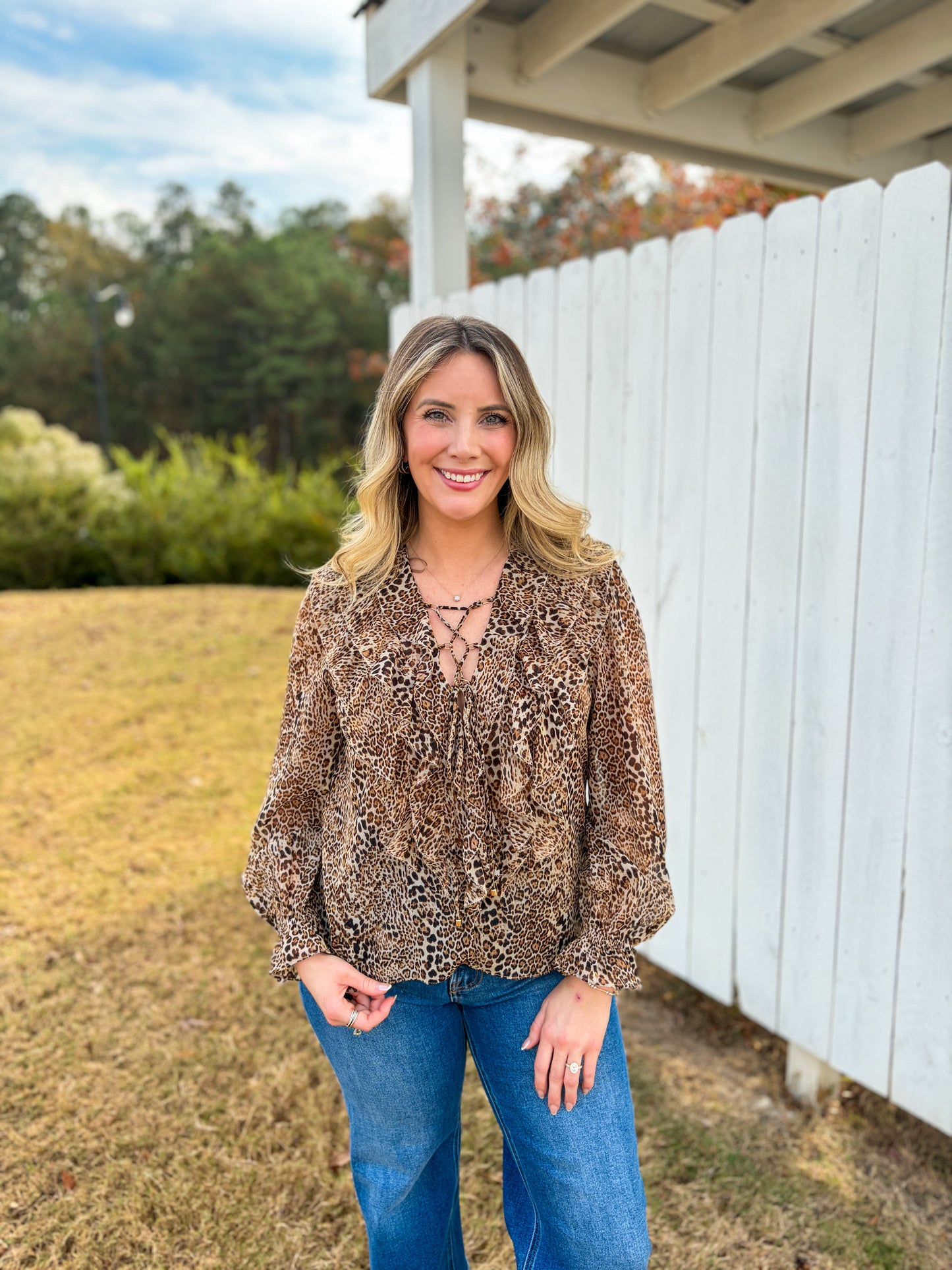 Leopard Ruffle Blouse