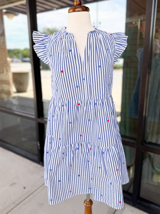 Star embroidered Mini Dress