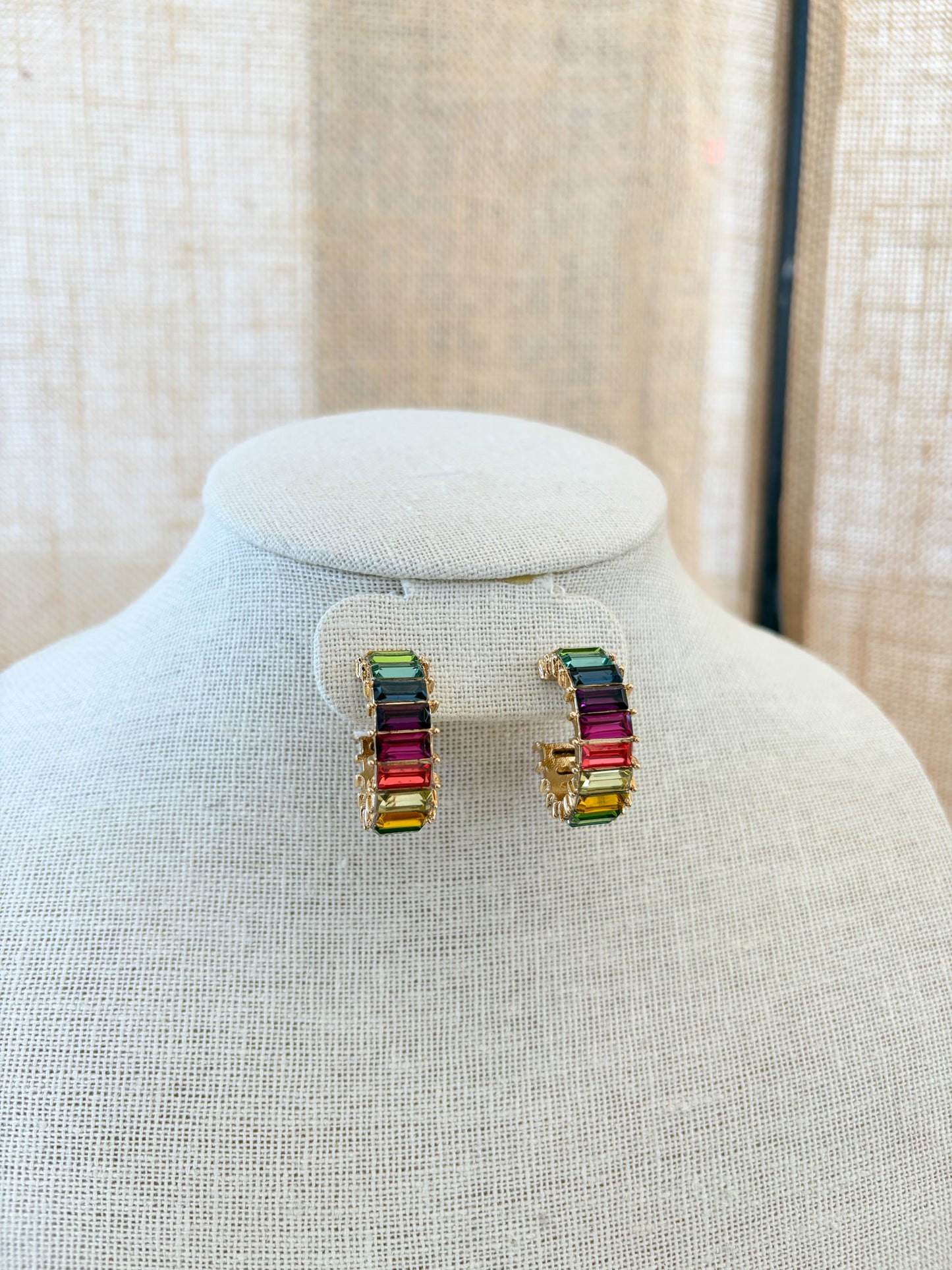 Multi Colored Hoop Gemstone Earrings