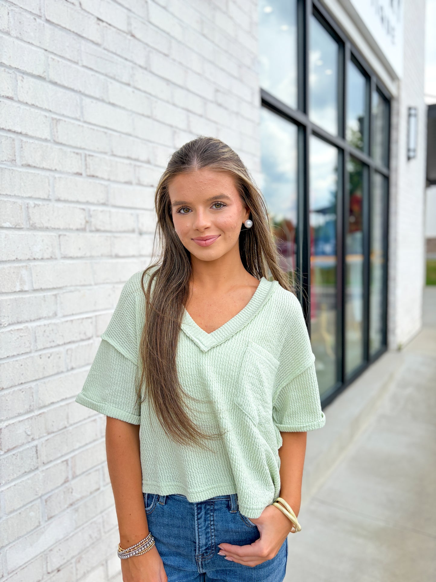 Ribbed V-Neck Crop Top