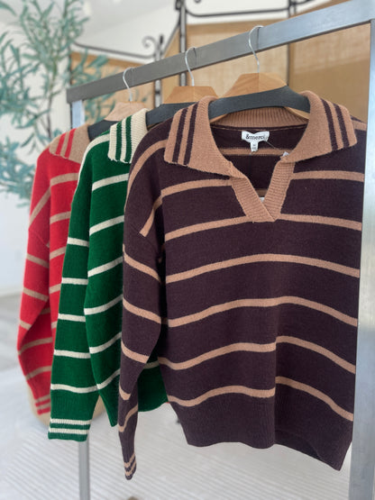 Braxton Collared Striped Sweater