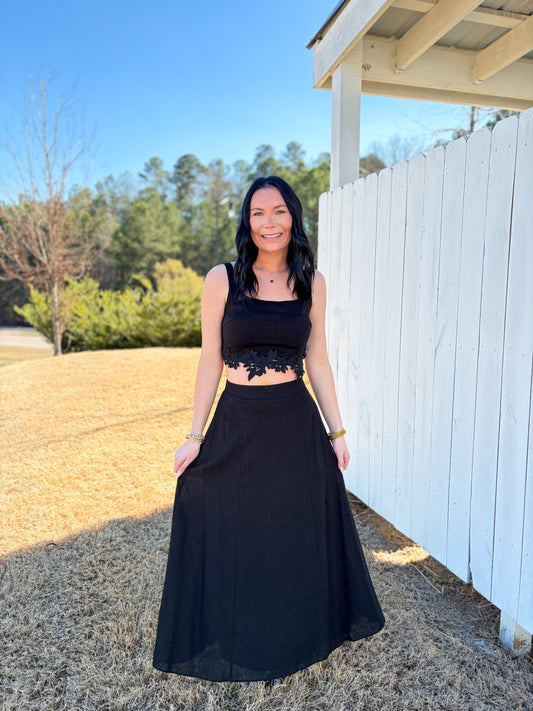 Linen Midi Skirt Set