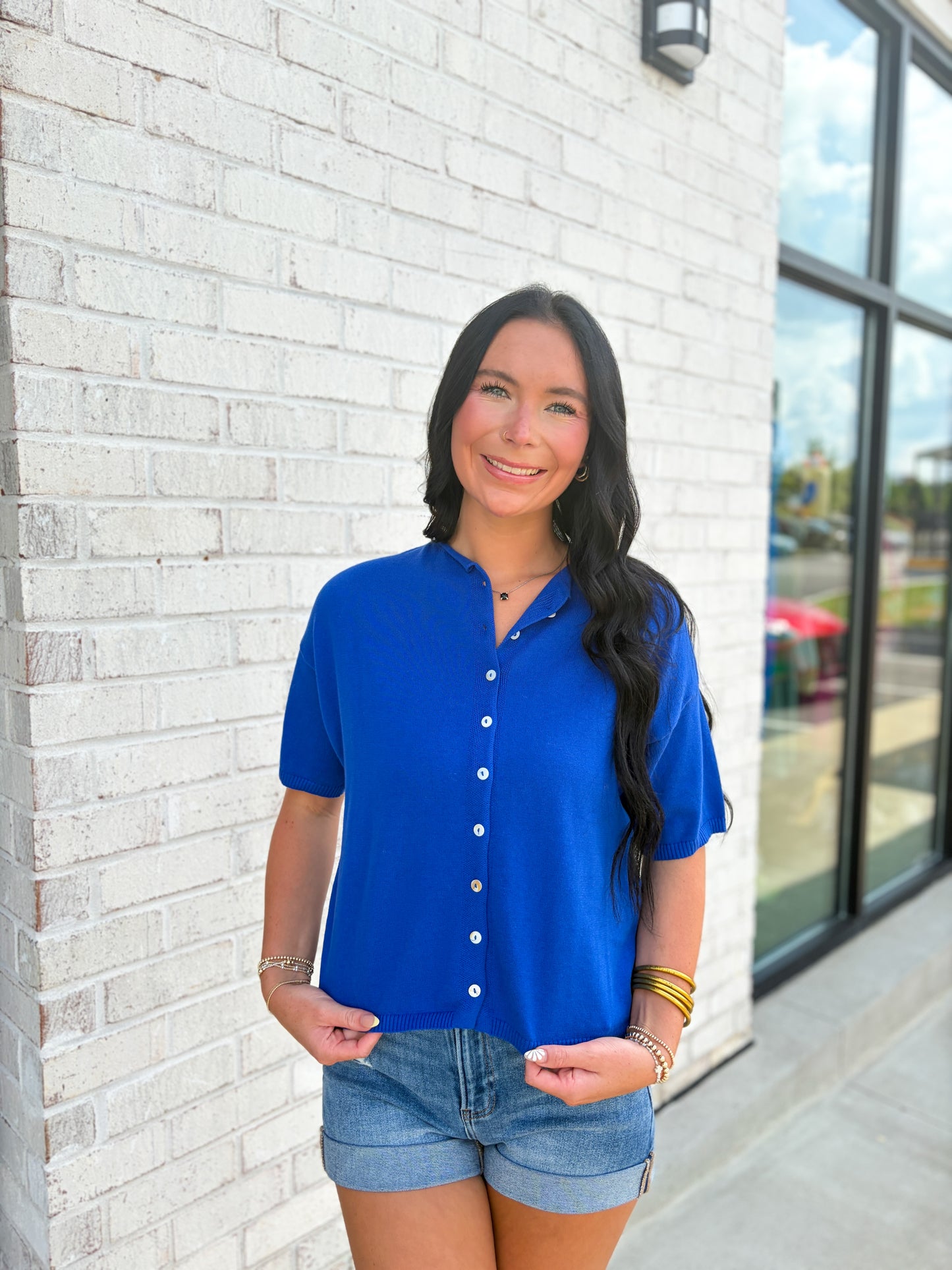 Short Sleeve Button Up Cardigan