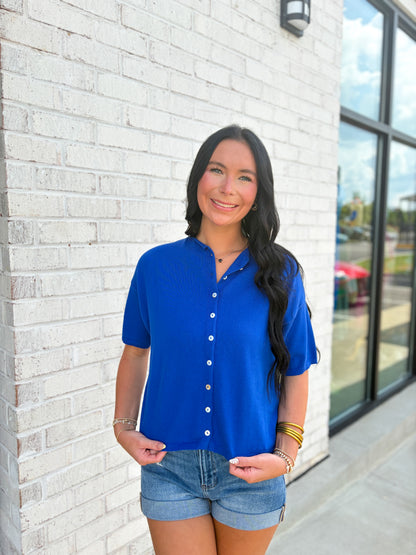Short Sleeve Button Up Cardigan