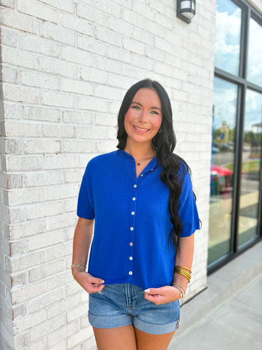 Short Sleeve Button Up Cardigan