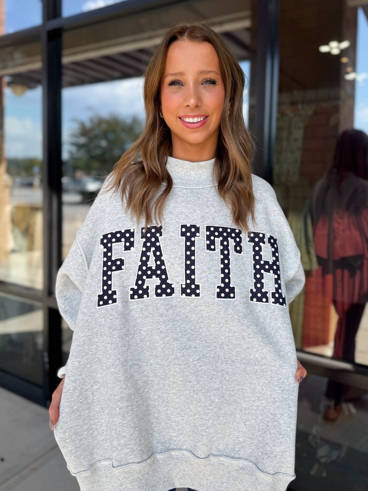 Faith Polka Dot Mock Neck