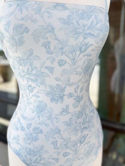 One Piece Vintage Print Swimsuit & Skirt