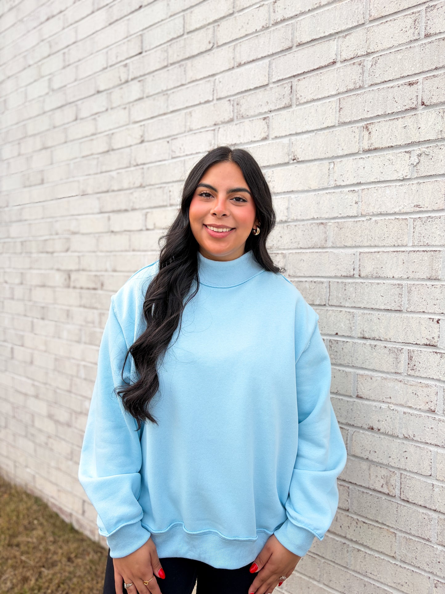 Solid Mock Neck Sweatshirt