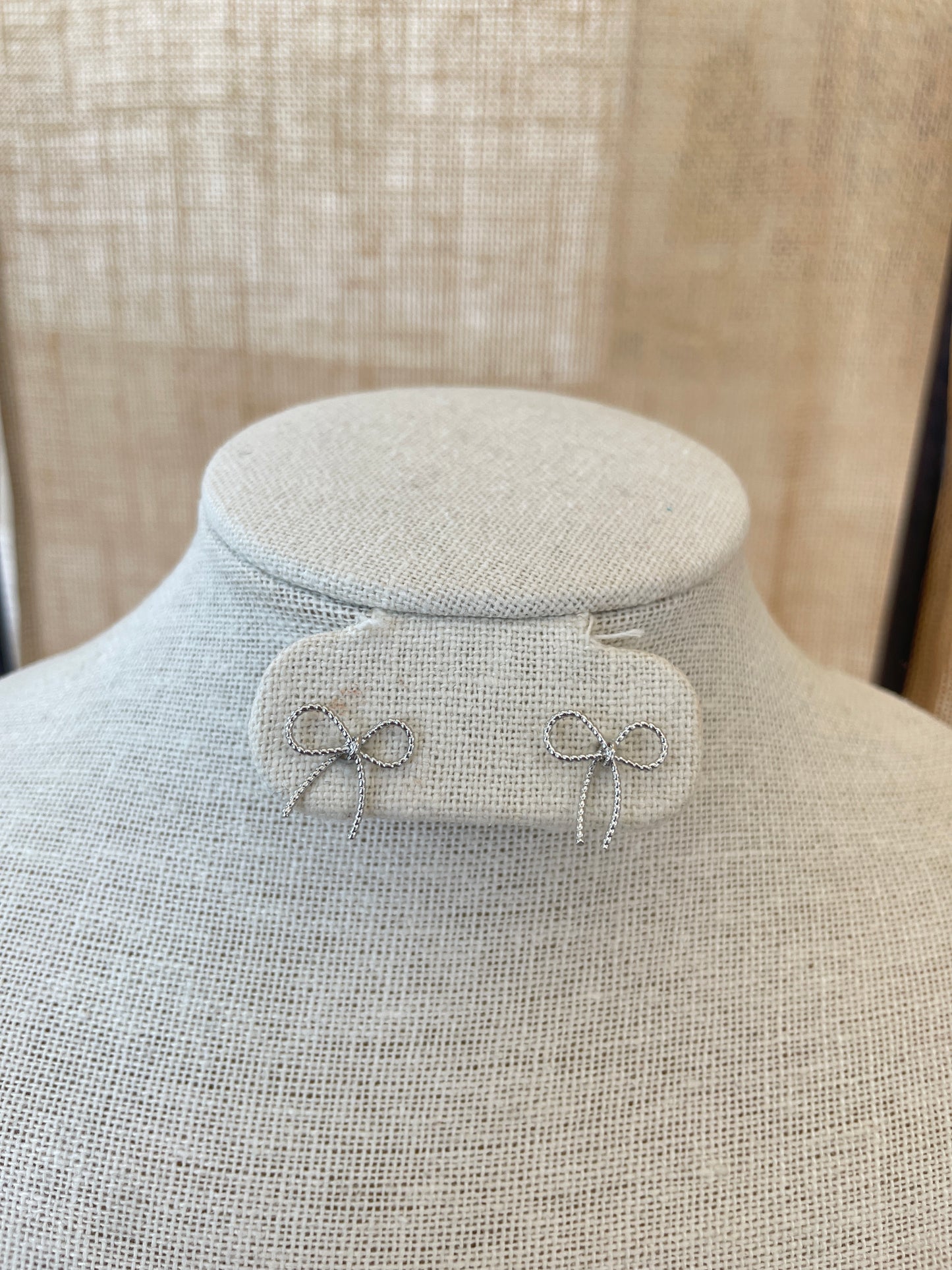 Silver Bow Stud Earrings