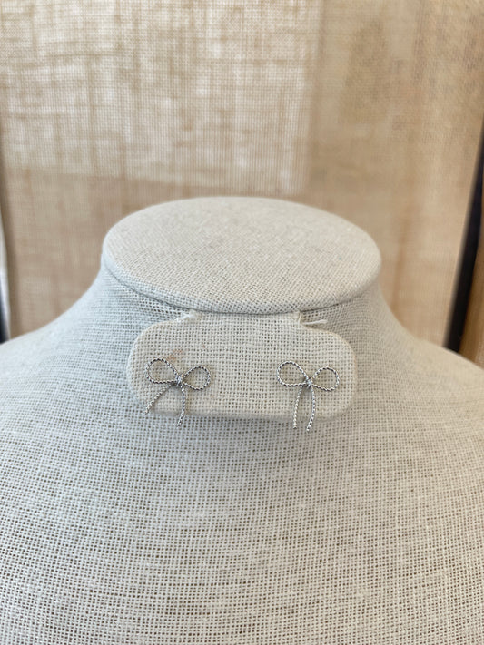 Silver Bow Stud Earrings