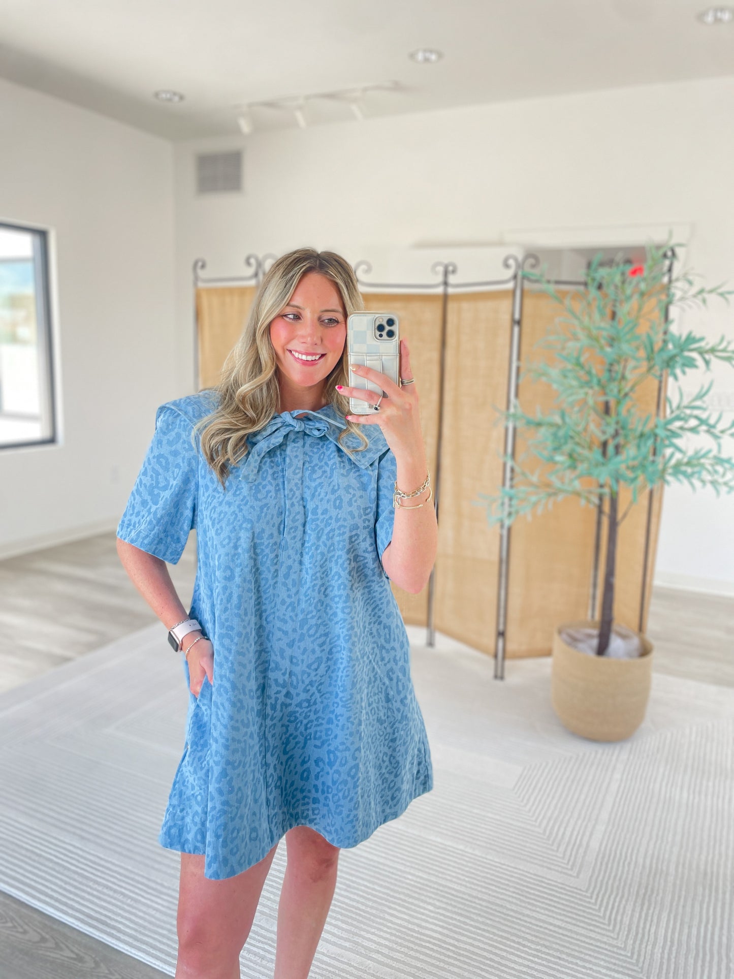 Kamryn Cheetah Denim Dress