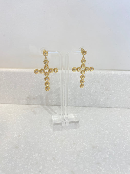 Large Gold Cross Earrings