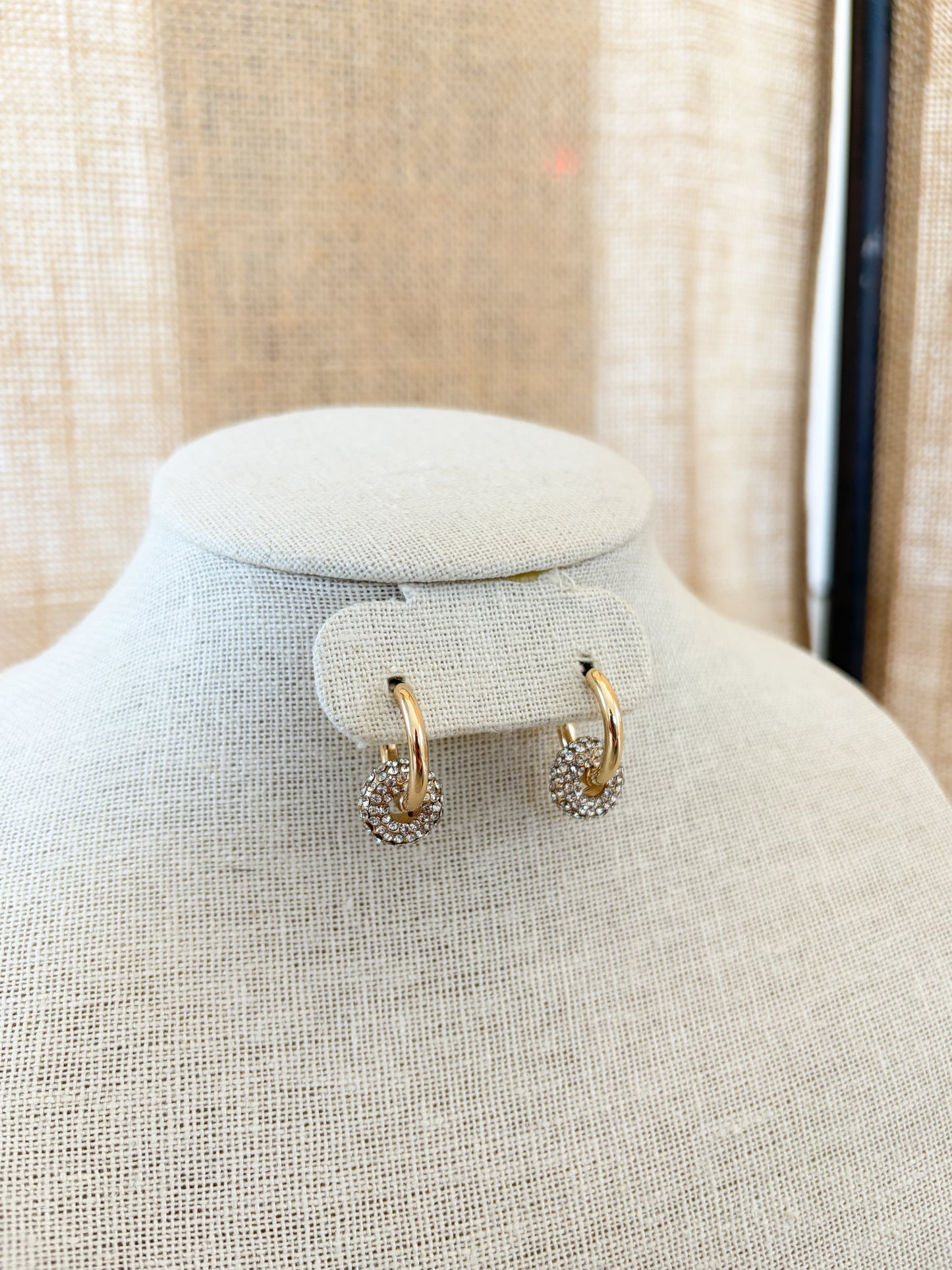 Gold Double Hoop Rhinestone Earrings